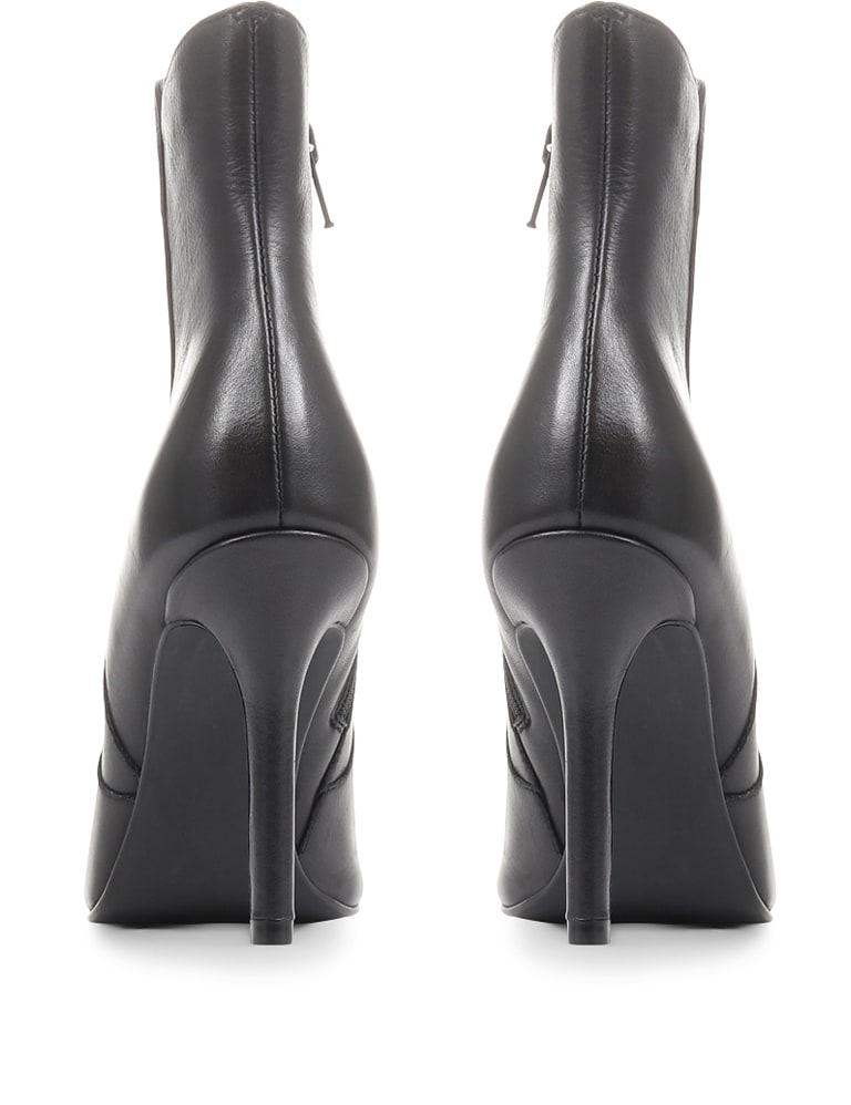 Black leather discount stiletto ankle boots