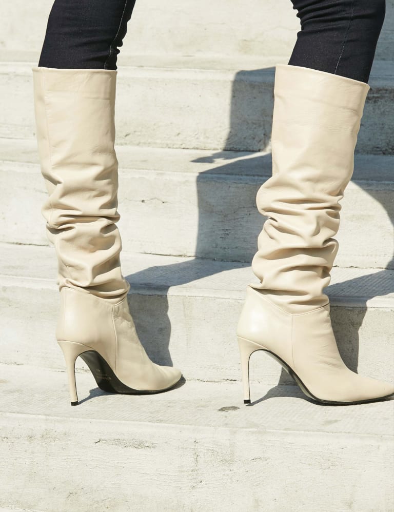 Cream knee clearance length boots