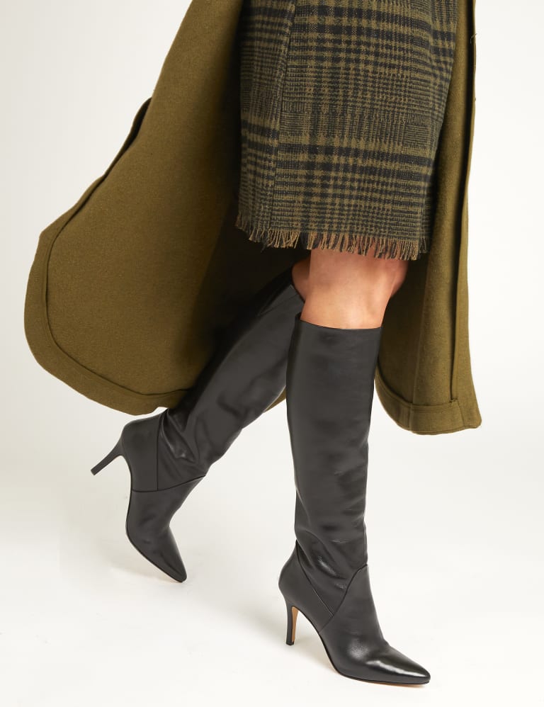 Black leather stiletto boots hotsell
