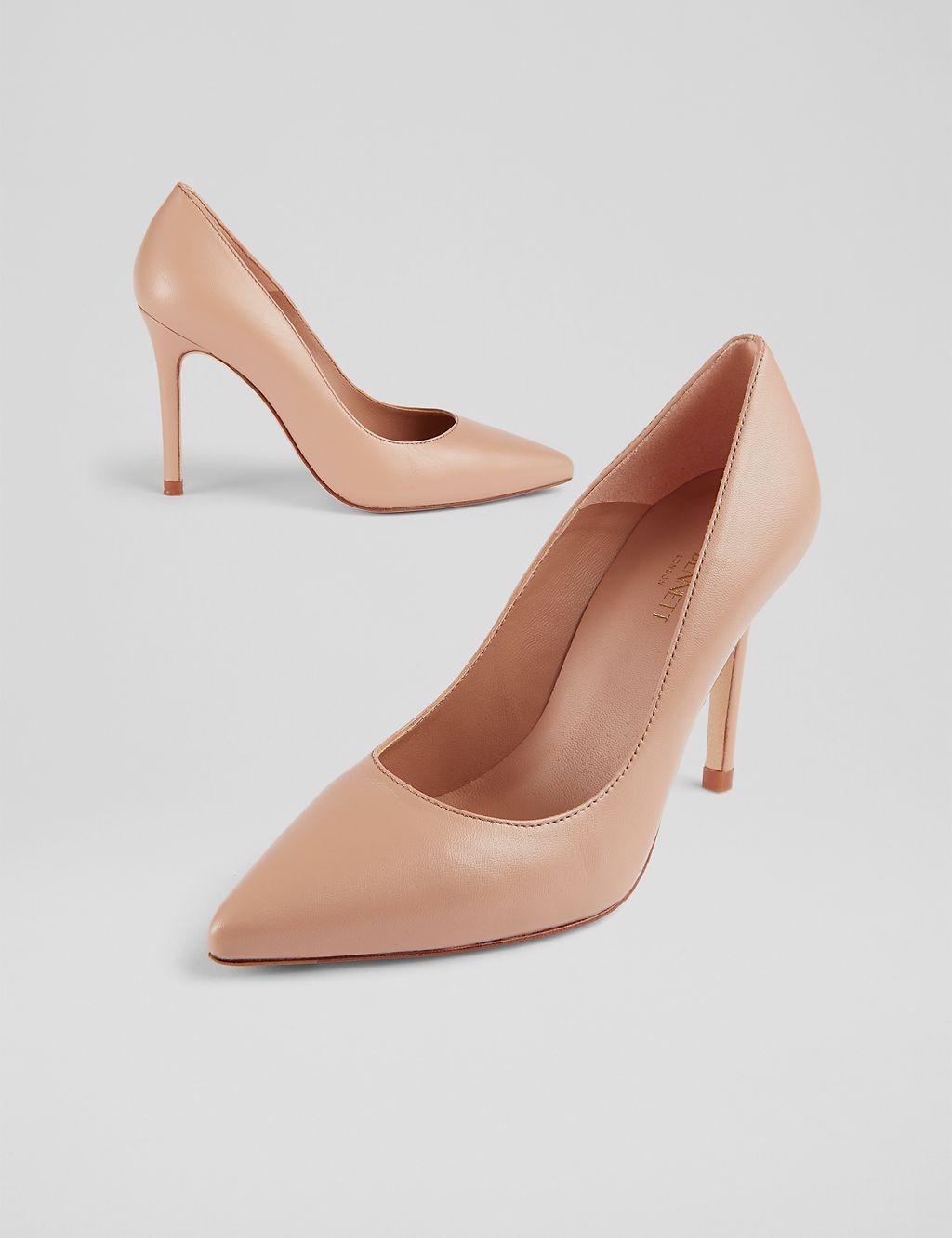 Leather Stiletto Heel Pointed Court Shoes 1 of 4