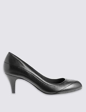 Leather Stiletto Pleated Court Shoes Image 2 of 6