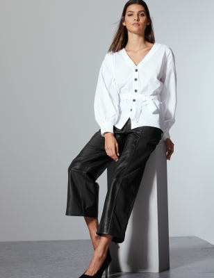 marks and spencer leather trousers