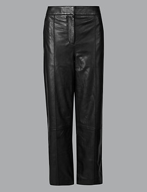 Leather Straight Leg Trousers Image 2 of 6