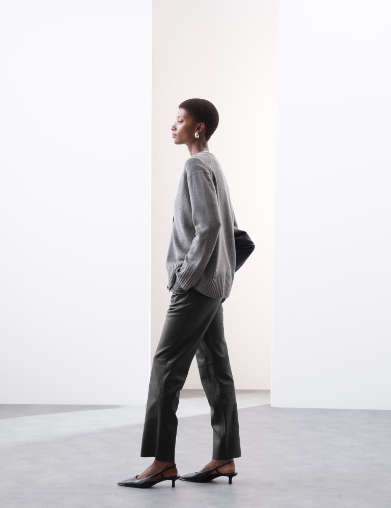 Marks and spencer faux leather trousers discount