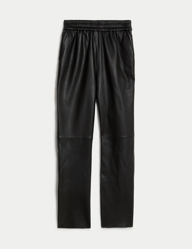 Leather Straight Leg Trousers, Autograph