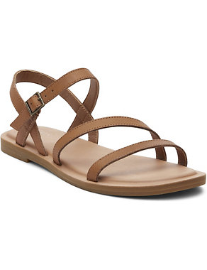 Leather Strappy Flat Sandals Image 2 of 6