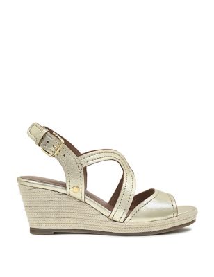 Leather Strappy Wedge Espadrille Sandals Image 2 of 5