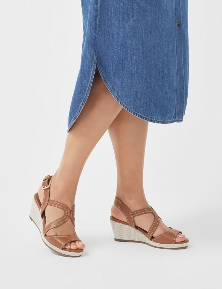 Leather Strappy Wedge Espadrille Sandals 3 of 5