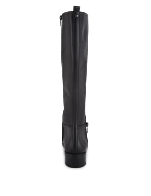 Leather Stretch Zip Wide Fit Knee Boots | Footglove™ | M&S