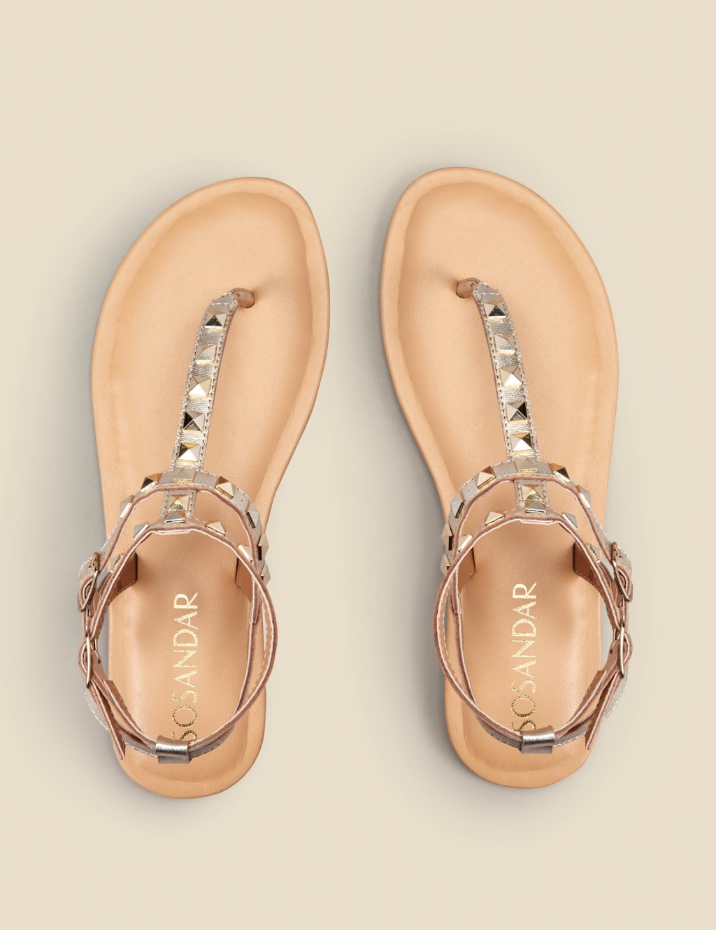 Leather Studded Flat Gladiator Sandals SOSANDAR M&S