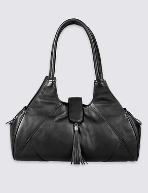 Leather Tassel Apron Shoulder Bag Image 2 of 6
