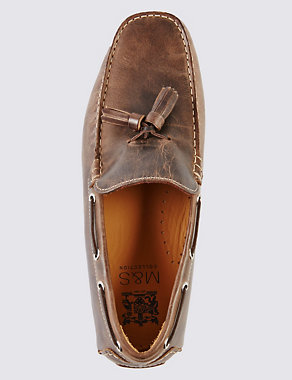 Leather Tassel Slip-On Driving Shoes Image 2 of 5