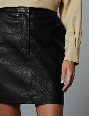 Leather Textured Mini Skirt Image 2 of 3