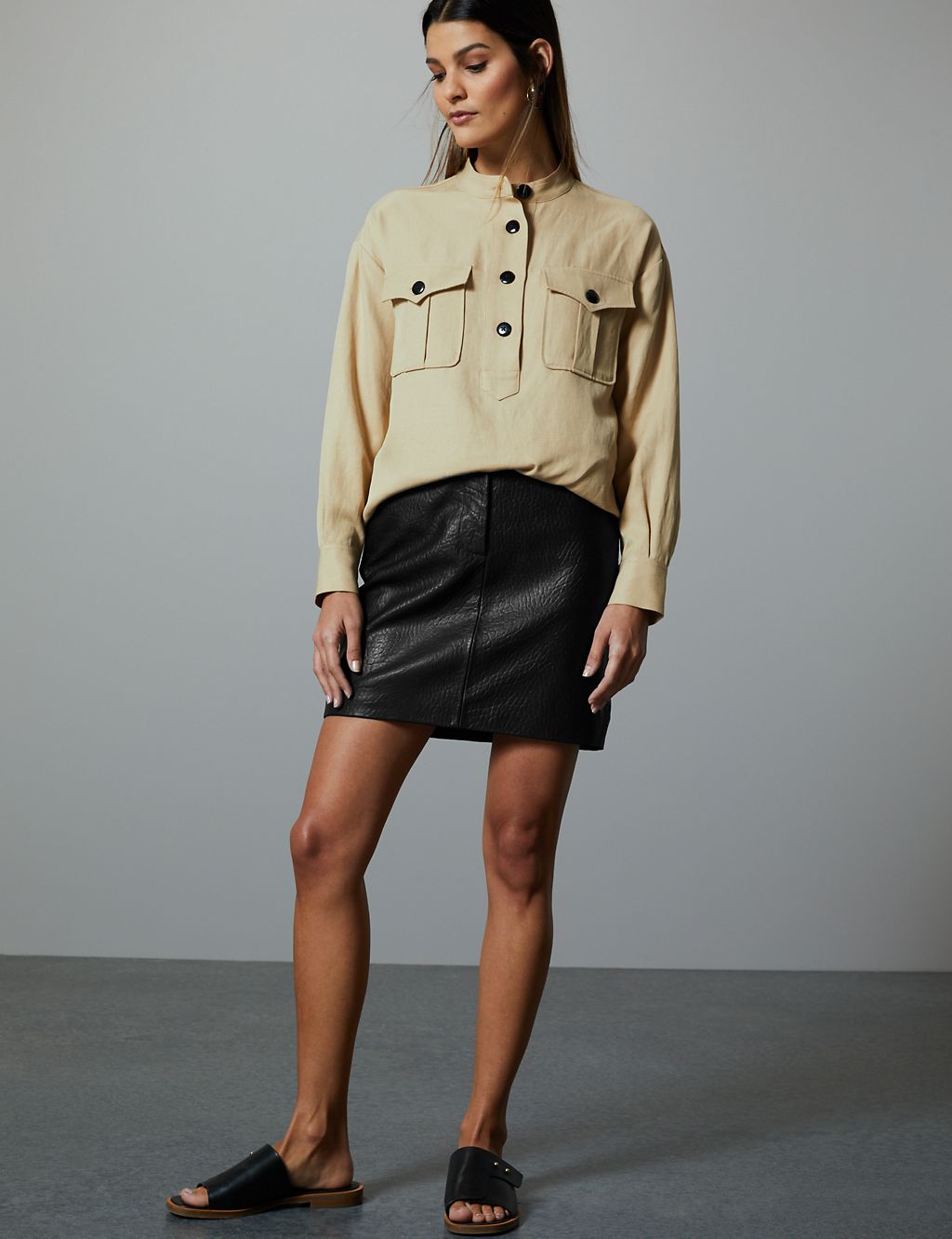 Leather Textured Mini Skirt 3 of 3