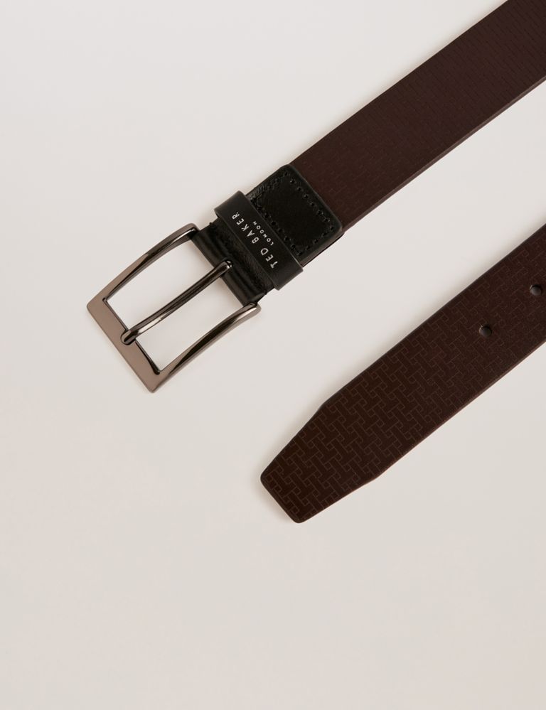 Leather Textured Rectangular Buckle Belt 3 of 3