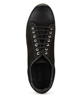 Leather Toe Cap Lace Up Trainers Image 2 of 4