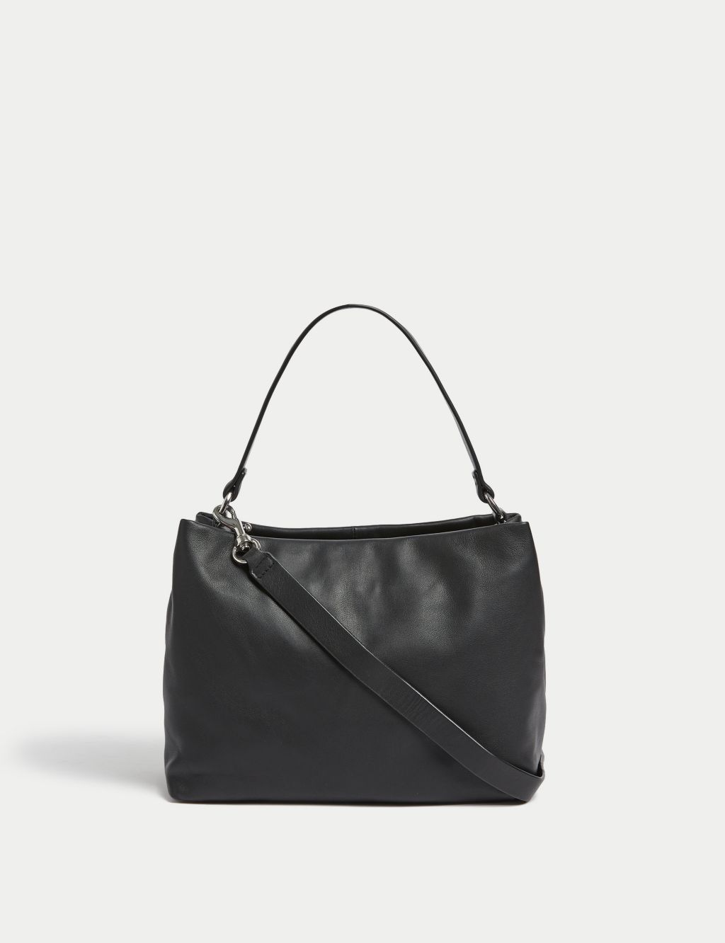 H&M Midsize Black Faux Pebbled Leather Shoulder Bag Short Handle Handbag ~  clst