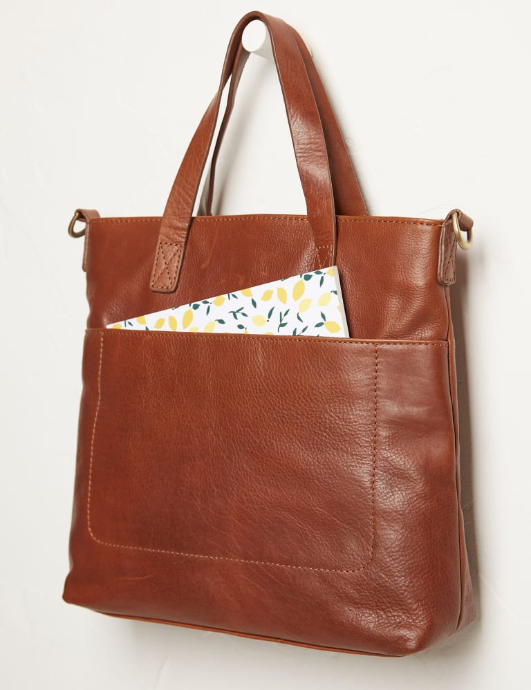 Fat face leather tote bag top