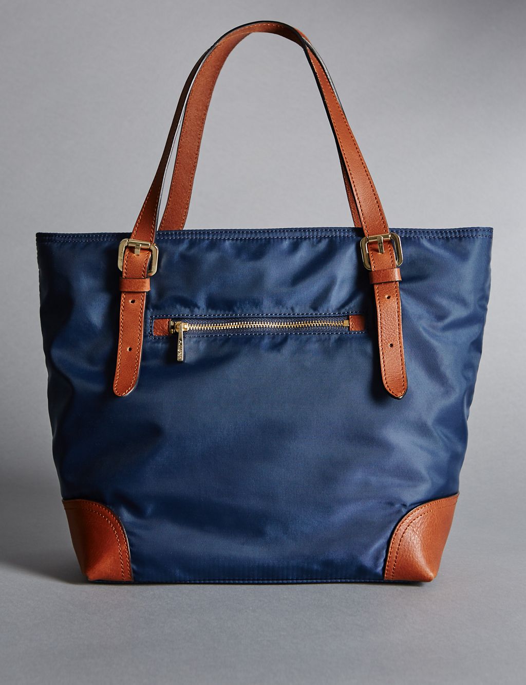Leather Trim Double Handle Small Tote Bag 2 of 7