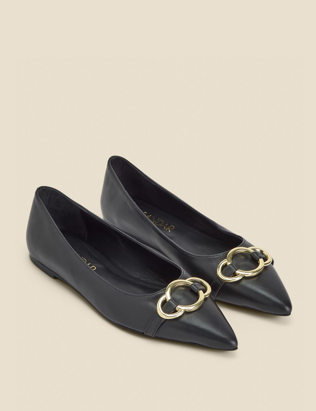 Leather Trim Flat Pointed Pumps 1 of 4