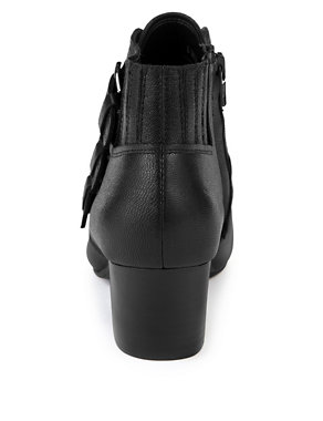 Leather Triple Buckle Ankle Boots Image 2 of 4