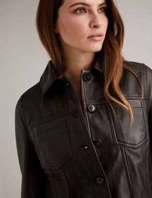 leather trucker jacket womens