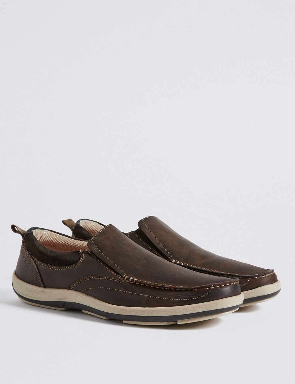 Leather Waxy Slip-on Shoes with Airflex™ 2 of 6