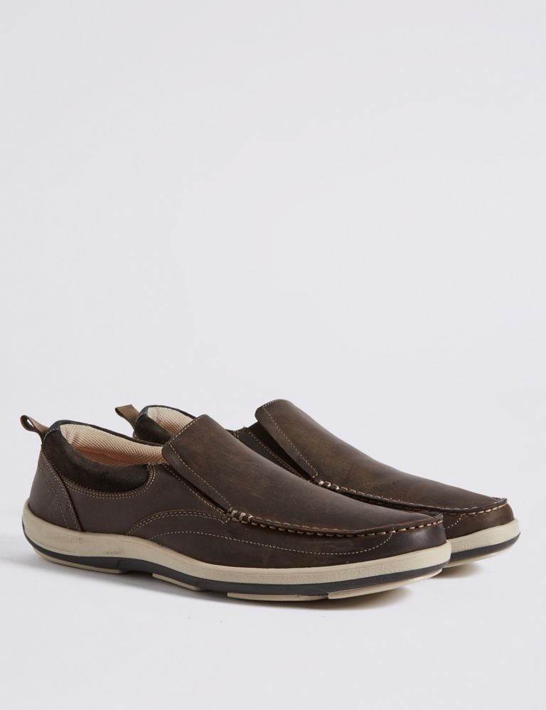 Leather Waxy Slip-on Shoes with Airflex™ 3 of 6