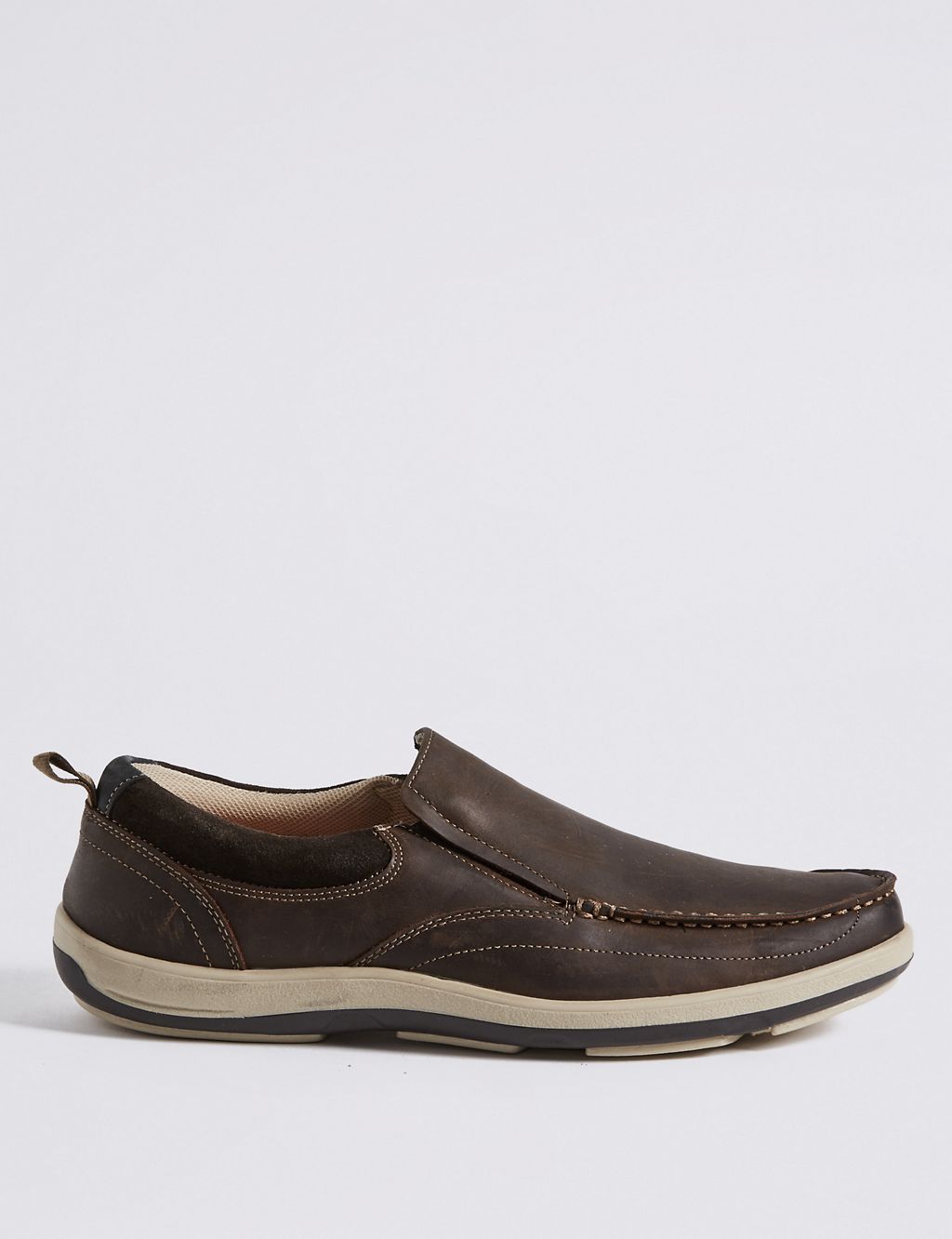 Leather Waxy Slip-on Shoes with Airflex™ 1 of 6