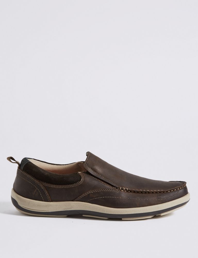 Leather Waxy Slip-on Shoes with Airflex™ 2 of 6