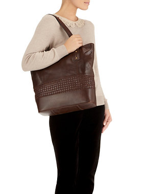 Leather Weave Panelled Shopper bag Image 2 of 6