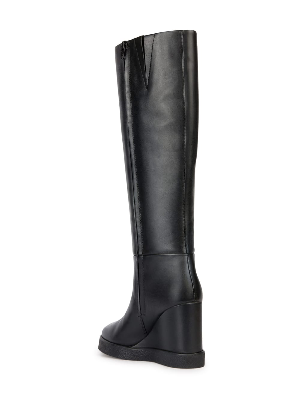 Black wedge knee deals high boots uk