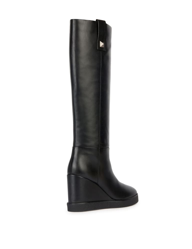 Leather Wedge Flatform Knee High Boots Geox M S