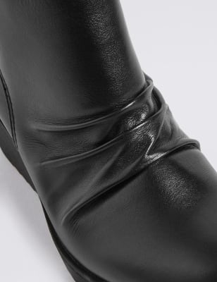 marks and spencer black wedge boots