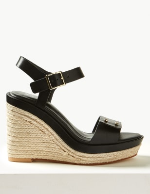 Leather Wedge Heel Espadrilles M S Collection M S