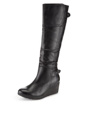 Long wedge heel boots sale