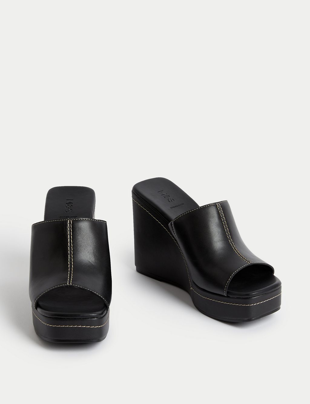 Leather Wedge Mules 1 of 3