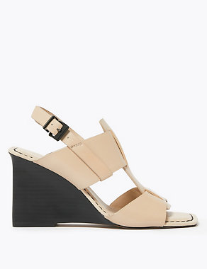 Leather Wedge Open Toe Sandals Image 2 of 5