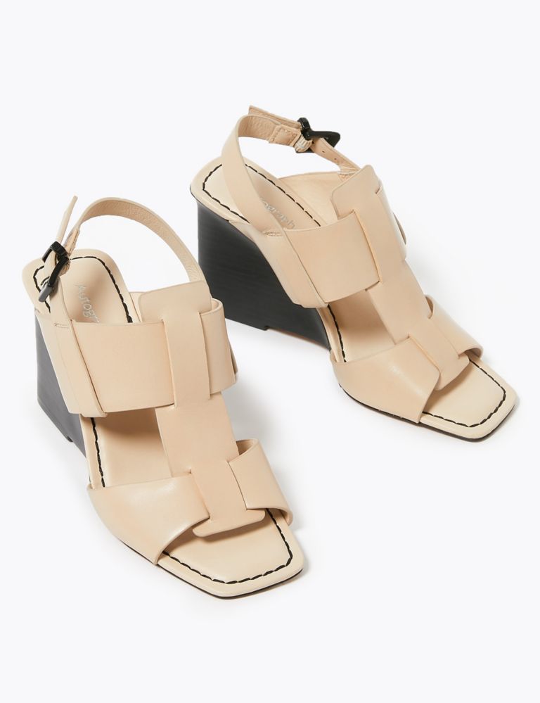 Leather Wedge Open Toe Sandals 3 of 5