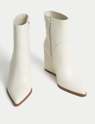 White wedge heel online boots