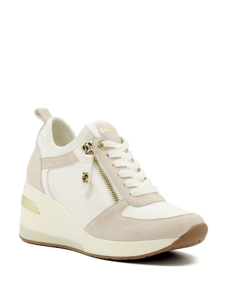 Leather Wedge Suede Panel Trainers 2 of 5
