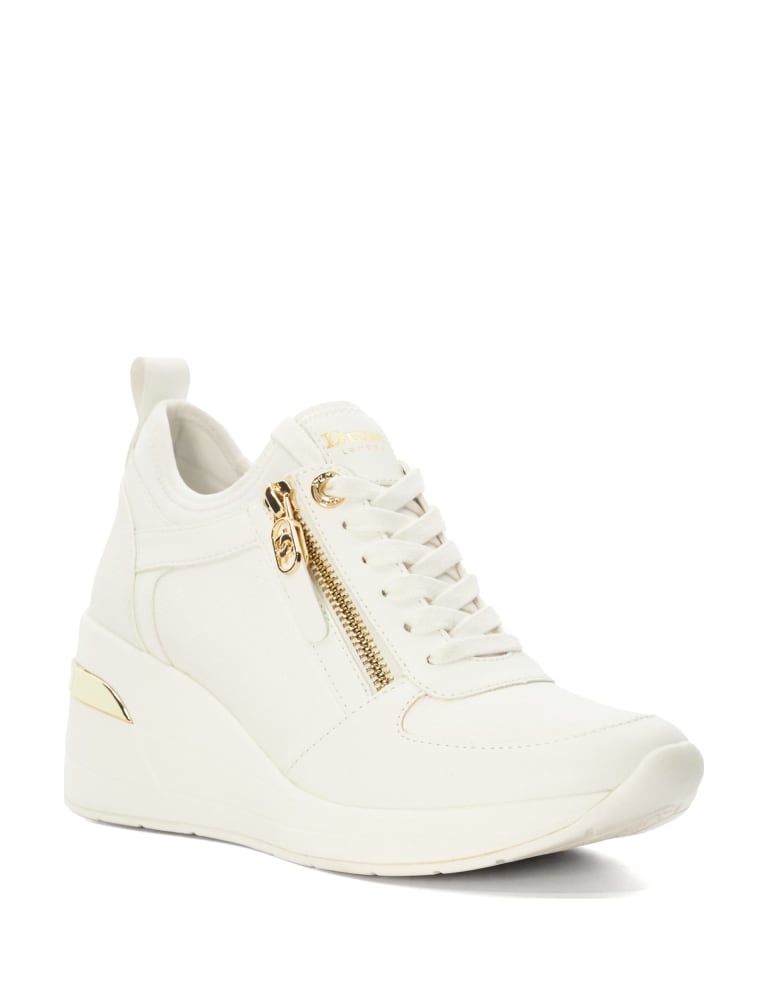 Leather Wedge Suede Panel Trainers