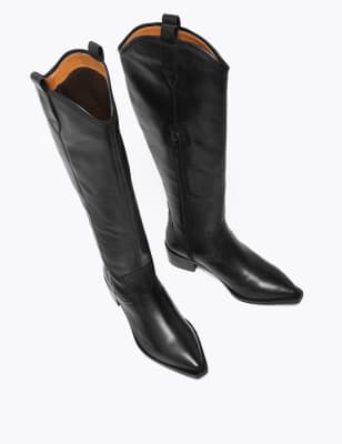 Black knee clearance high cowboy boots