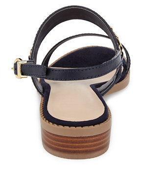 Leather Wide Fit Chain Trim Sandals Image 2 of 4