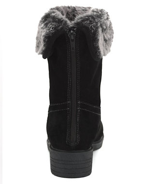 Leather Wide Fit Faux Fur Boots with Stain Away™ Image 2 of 4