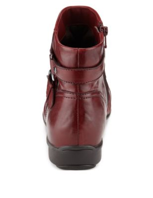 Leather Wide Fit Ruched Ankle Boots Image 2 of 5