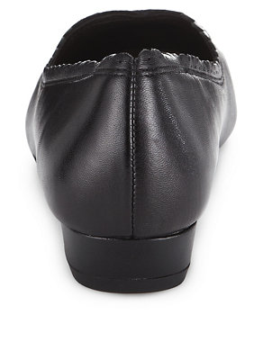 Leather Wide Fit Scallop Wedge Pumps Image 2 of 3