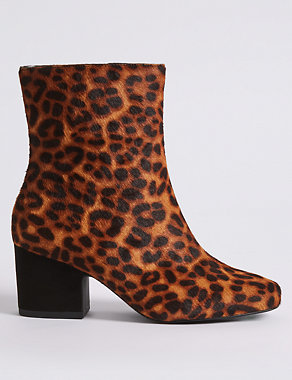 Leather Wide Fit Square Toe Ankle Boots Image 2 of 6