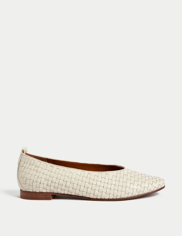 Leather Woven Flat Ballet Pumps 1 of 3