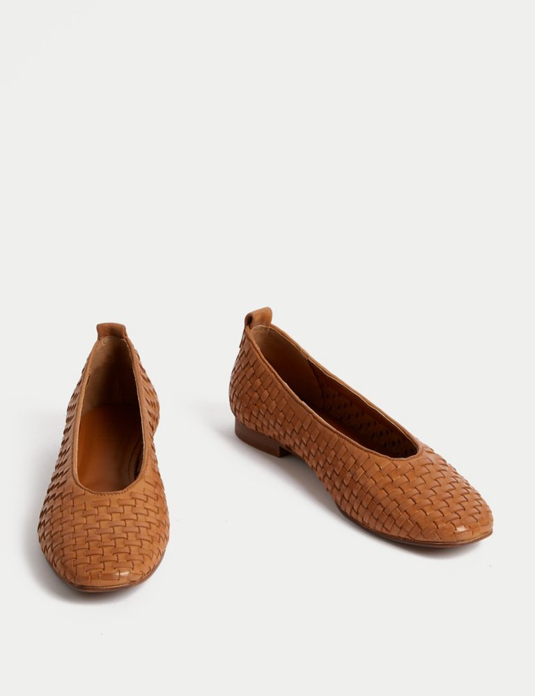 Leather Woven Flat Ballet Pumps 2 of 3